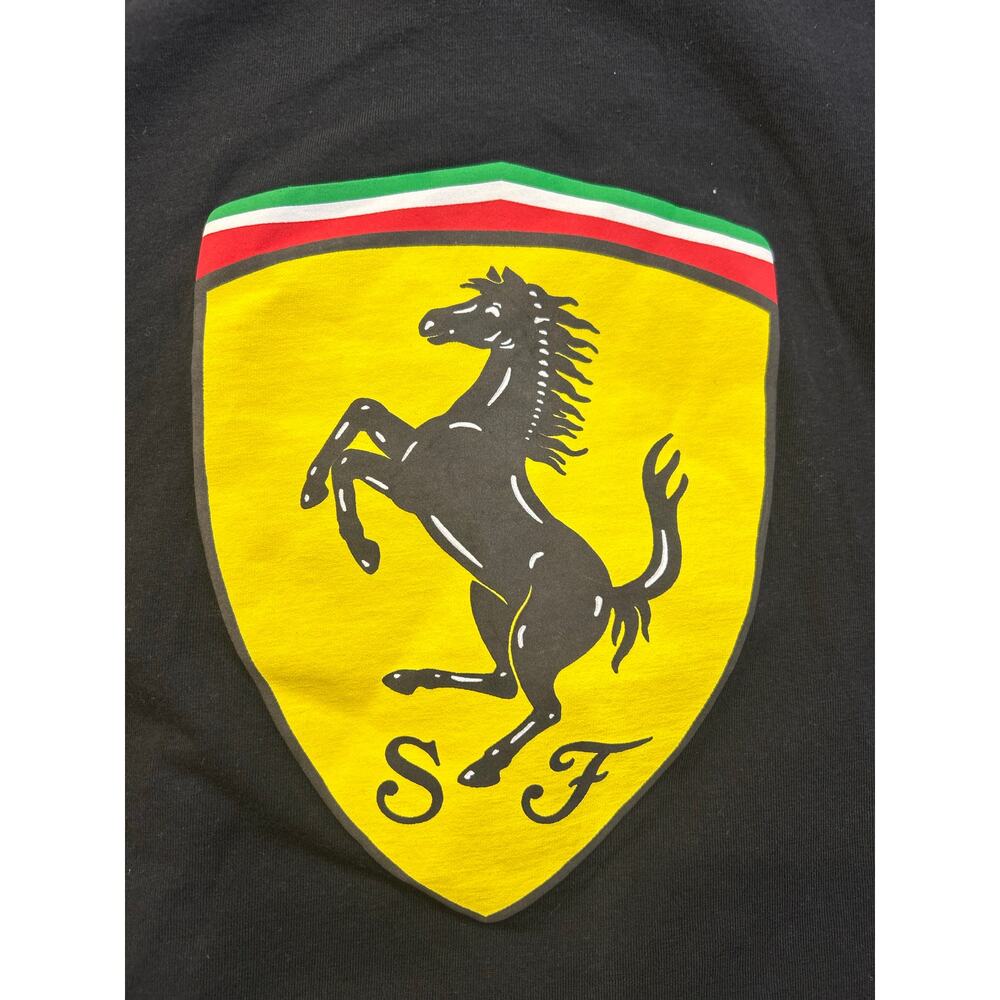 Puma Ferrari Scuderia Black T Shirt Logo Graphic Size L